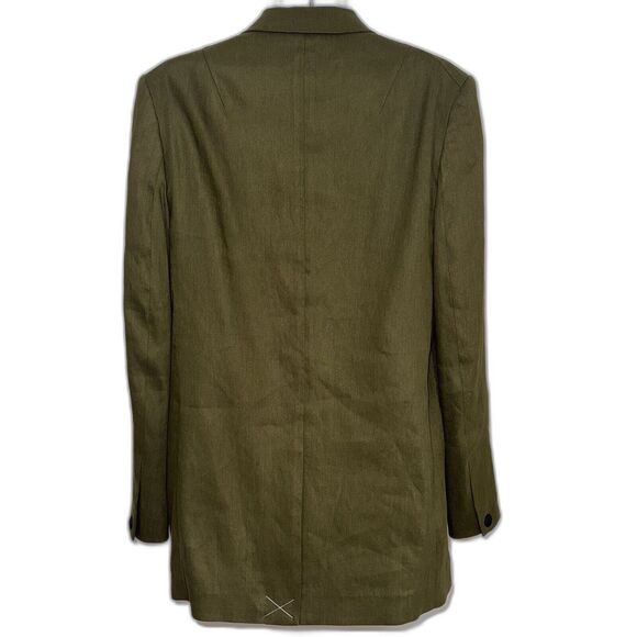 Rag & Bone Olive Army Green  Linen Blend Blazer Classic Women Size 4 - Picture 4 of 13
